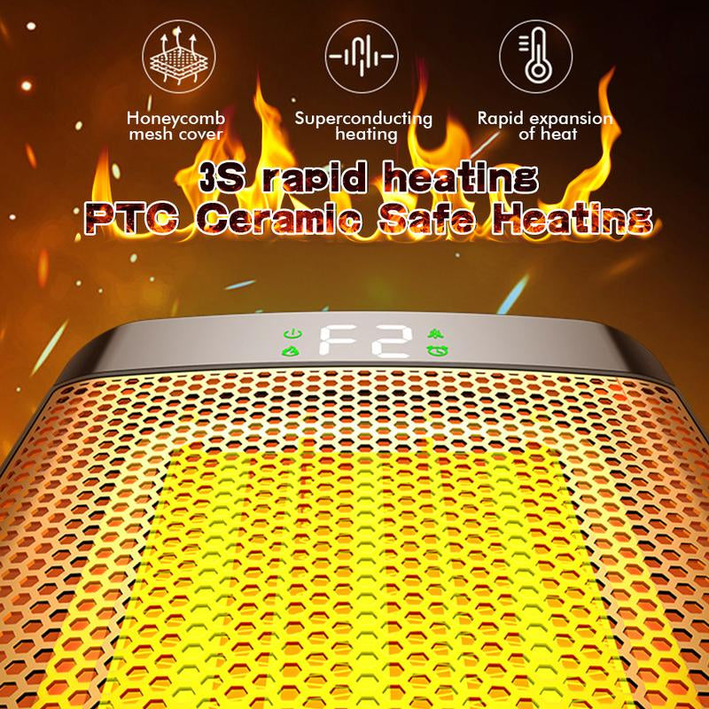 Black Mini Electric Fireplace Heater – 1000W 3D LED Flame, Portable for Office Home + Christmas Decor