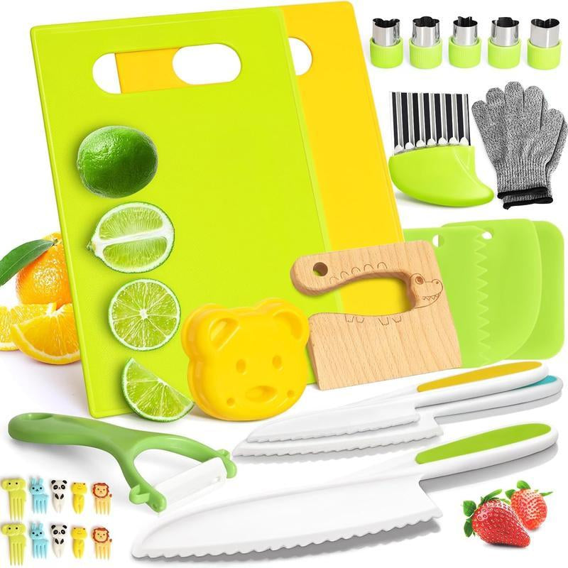 28PCS/13PCS Toddler Play Kitchen Toys for Kids -Safe Kids Kitchen Set for Real Cooking Cutting Board Crinkle Cutters #Fallfreshness