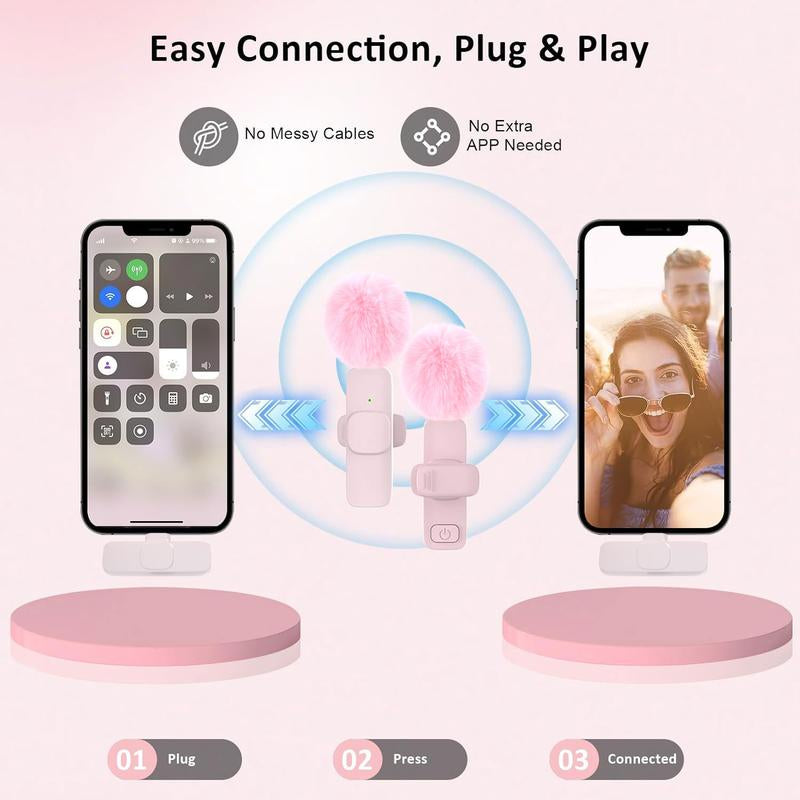 HITOZON Professional Wireless Lavalier Microphone for Iphone,Android Phone,Wireless Microphone Plug-Play,Lapel Mic for Video Recording,Teaching, Interviews,Podcast,Cordless Omnidirectional Condenser Recording Mic for Tiktok,Youtube,Vlog