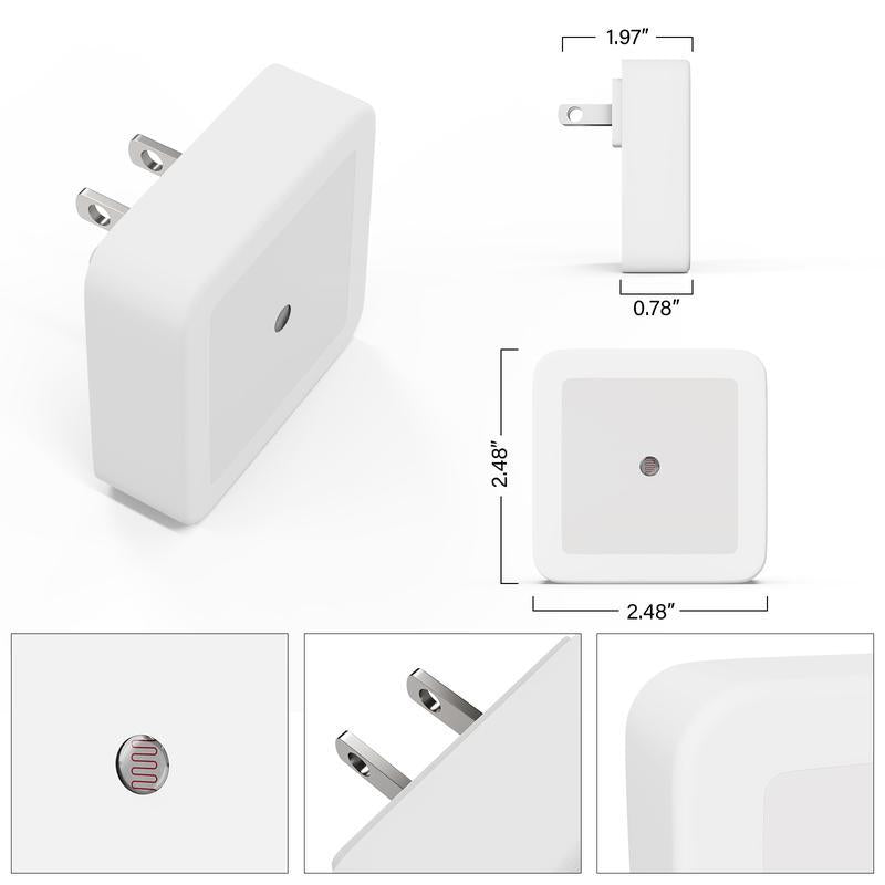 LED Night Light Set - 6 Counts, Energy Efficient 3000K Warm Glow, Smart Sensor, Plug-And-Play, Ideal for Room, Hallway, Lights Bedrooms, Bathroom, Kitchens Plug-In Night Light Ambient Light Indoor Lighting Lamps Lamp Cool Gadgets Wall Lights