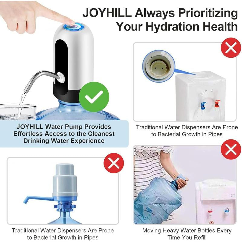 Water Bottle Pump 5 Gallon USB Charging Automatic Drinking Portable Electric Water Dispenser/Switch