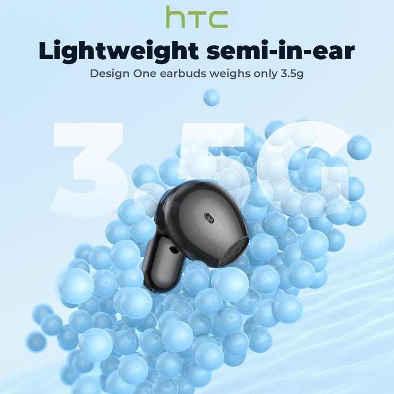 Htc NE20 Wireless Earbuds, TWS Bluetooth 6.0 Headphones, Touch Control LCD Full Color Display Screen Ear Buds, Wireless Earphones with Mic