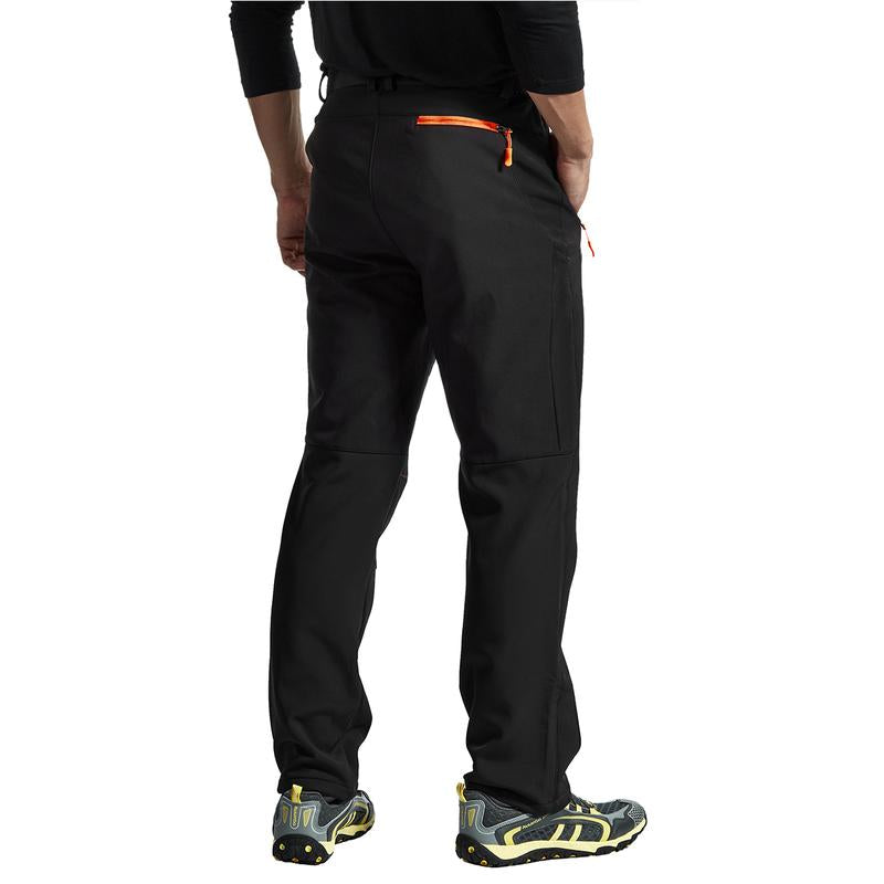 Men'S Winter Pants Snow Ski Pants Fleece Lined Waterproof Water Resistant Softshell Hiking Pants 4 Pockets Trousers with Belt