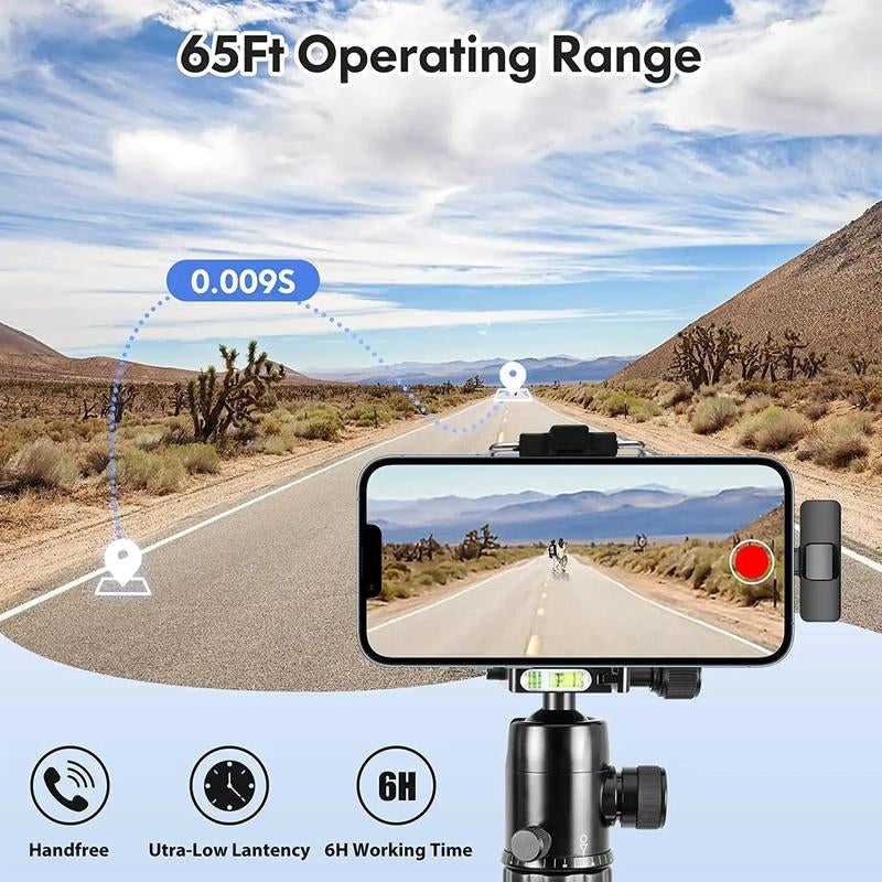 HITOZON Professional Wireless Lavalier Microphone for Iphone,Android Phone,Wireless Microphone Plug-Play,Lapel Mic for Video Recording,Teaching, Interviews,Podcast,Cordless Omnidirectional Condenser Recording Mic for Tiktok,Youtube,Vlog