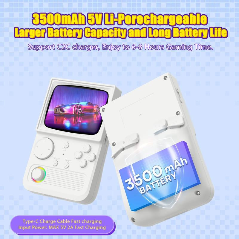 R36T Retro Gaming Console, 3.5'' IPS Screen Crt-Inspired, Handheld Game Console with 18000+ Classic Games Supports Wifi Networked Fighting and OTG, 3500Mah Battery, with Portable Case