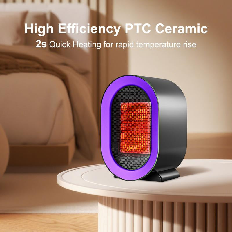 PTC Ceramic Heater Fan with Thermostat 2 Speeds Energy Efficient Overheat Tip over Protection Auto Shut off for Home Office Bedroom Use