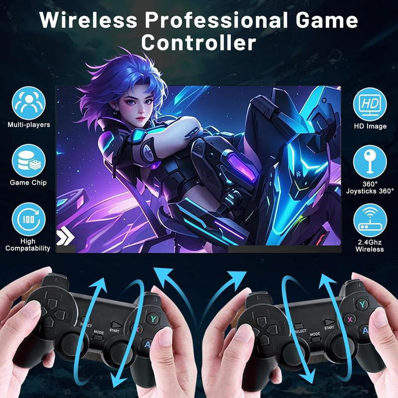 M8 Lite Wireless Game Console – Plug & Play Video Game Stick with 4K HDMI Output, 2.4Ghz Wireless Controllers, Retro Gaming Experience for TV