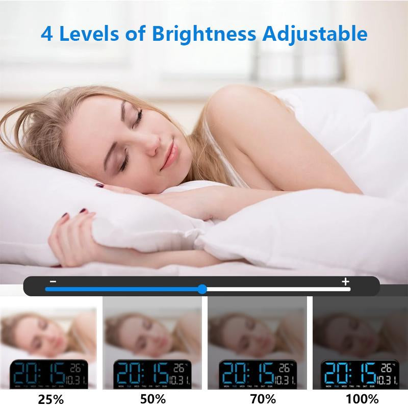 Decorative Digital Dual Alarm Clock for Bedroom, 10" LED Digital Wall Clock, Multi-Function Large Display Desk Clock with Temperature, Adjustable Brightness & Countdown Timer, 12/24H Display Modern Wall Clock Digital Light Set, Halloween Home Decor, Gifts