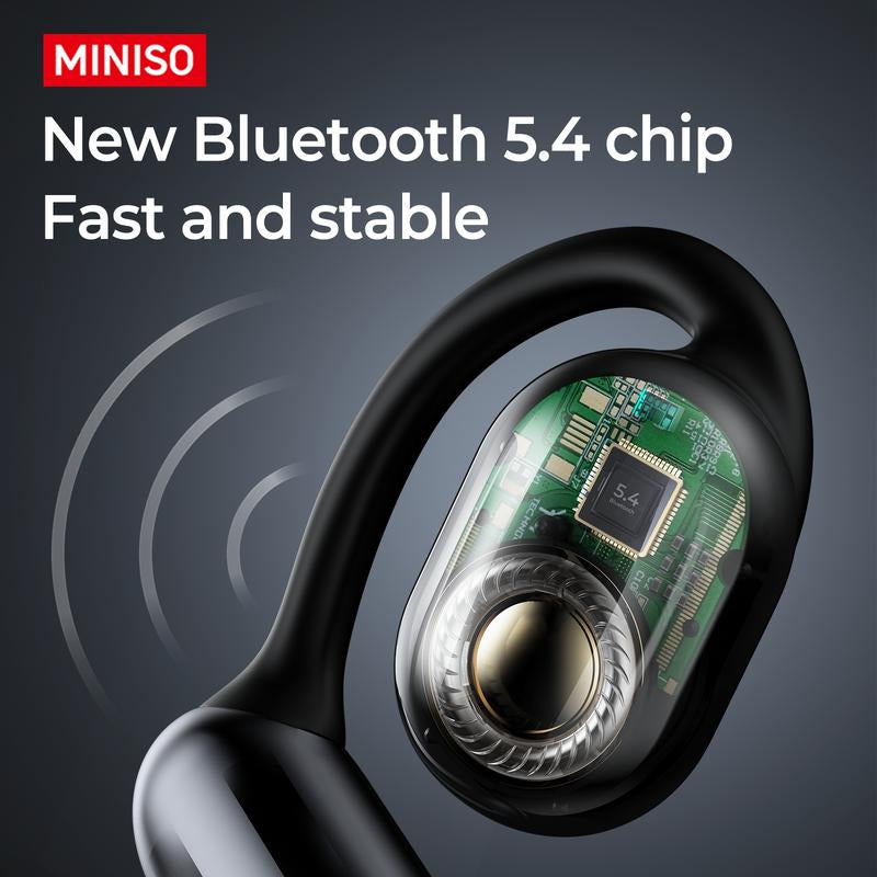 MINISO OWS Open Bluetooth Earphones HIFI Sound Quality Music Wireless Earphones Gaming Low Latency Wireless Earphones IPX5 Waterproof OWS Earphones Comfortable to Wear Earbuds Touch Control Compatible with All Mobile Phones