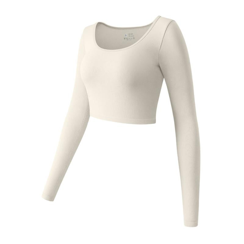 OYV Women'S round Neck Crop Workout Exercise Tops Long Sleeve Shirts Perfect for Woman Athletic Top
