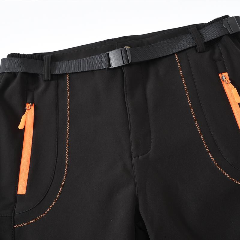Men'S Winter Pants Snow Ski Pants Fleece Lined Waterproof Water Resistant Softshell Hiking Pants 4 Pockets Trousers with Belt