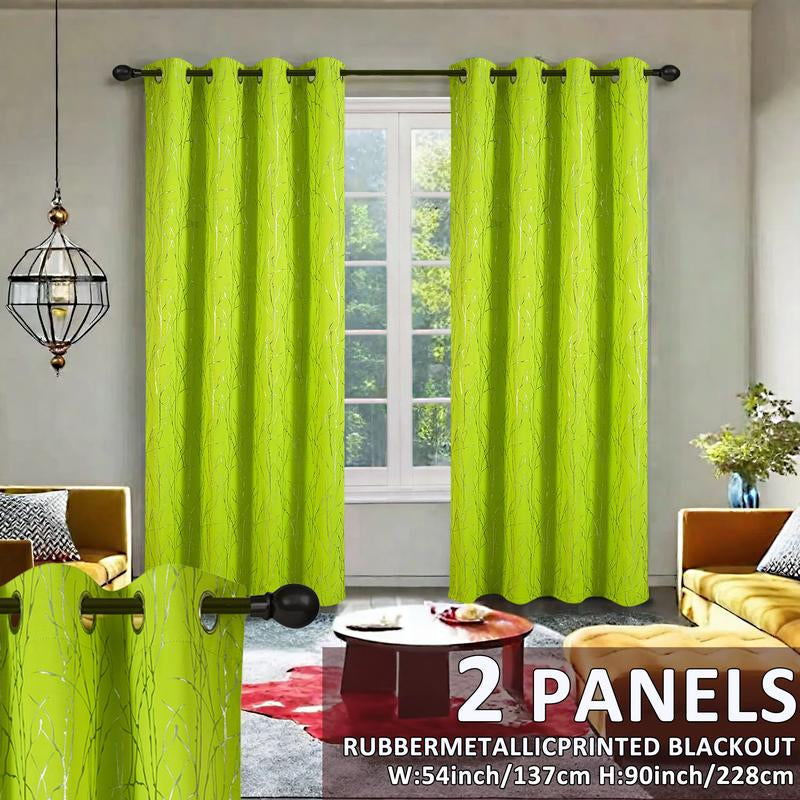 2 Panels Blackout Curtains (54X90) Rubber Foil Printed Blackout Window Treatments for Easy Installation & Versatility Blue Color