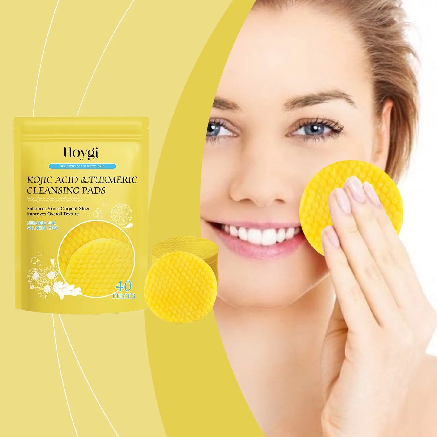 Turmeric Cleansing Pads,Kojic Acid and Turmeric Cleansing Pads for Face and Body Remove Excess Keratin