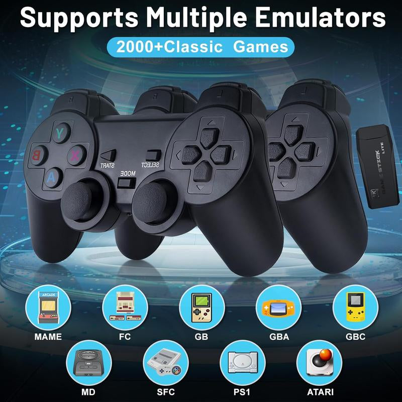 M8 Lite Wireless Game Console – Plug & Play Video Game Stick with 4K HDMI Output, 2.4Ghz Wireless Controllers, Retro Gaming Experience for TV
