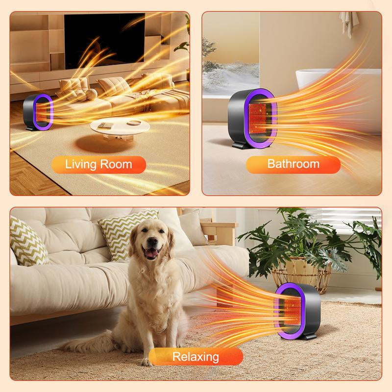PTC Ceramic Heater Fan with Thermostat 2 Speeds Energy Efficient Overheat Tip over Protection Auto Shut off for Home Office Bedroom Use