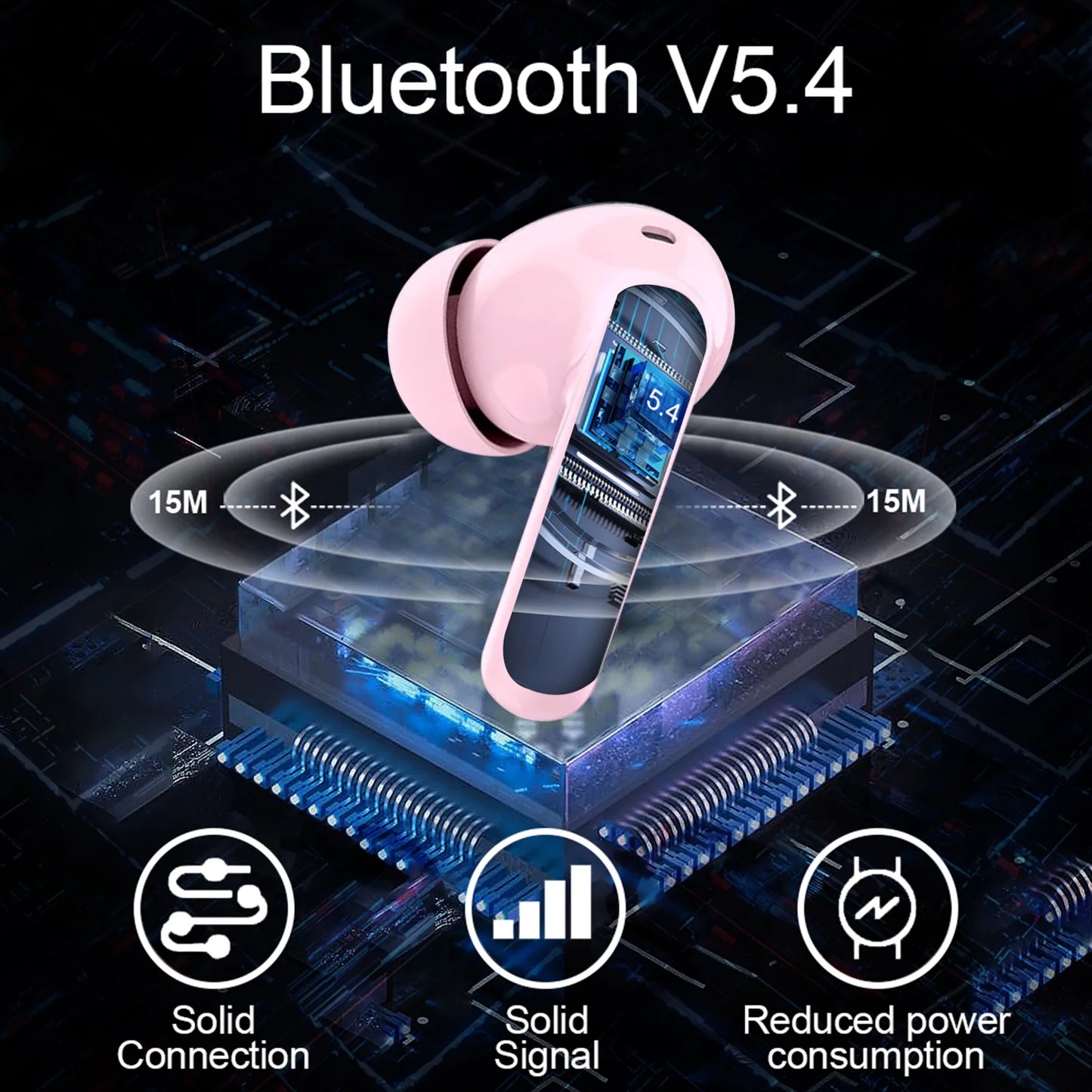 Wireless Earbuds, Bluetooth 5.4 Headphones Bass Stereo, Ear Buds with Noise Cancelling Mic LED Display, 36H Playtime in Ear Earphones, IP7 Waterproof Sport Headset for Android Ios