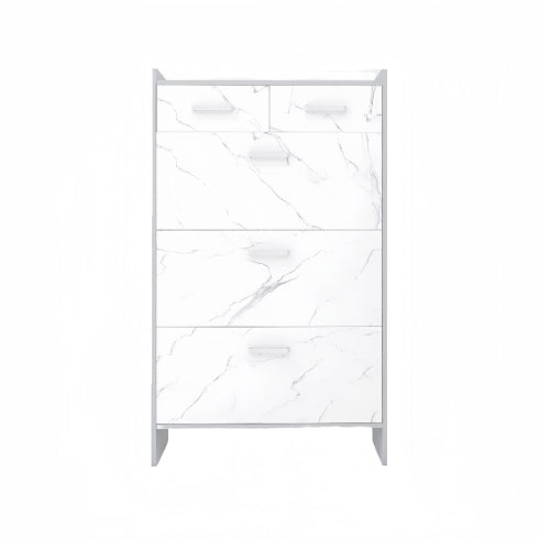High Glossy Marble Color Doors Shoe Rack 3 Doors Shoe Cabinet With 2 Drawers