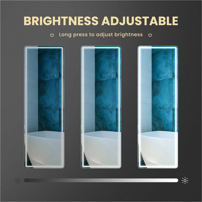 GIANNA 64"X21" LED Full Length Mirror with Aluminum Frame and Polished Glass for Bedroom