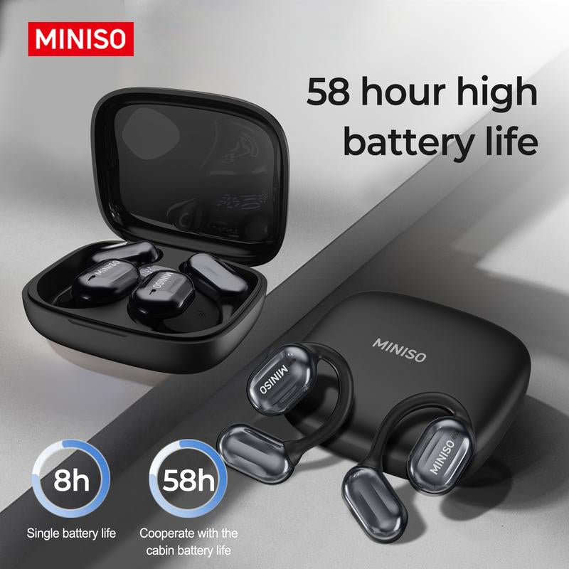 MINISO OWS Open Bluetooth Earphones HIFI Sound Quality Music Wireless Earphones Gaming Low Latency Wireless Earphones IPX5 Waterproof OWS Earphones Comfortable to Wear Earbuds Touch Control Compatible with All Mobile Phones
