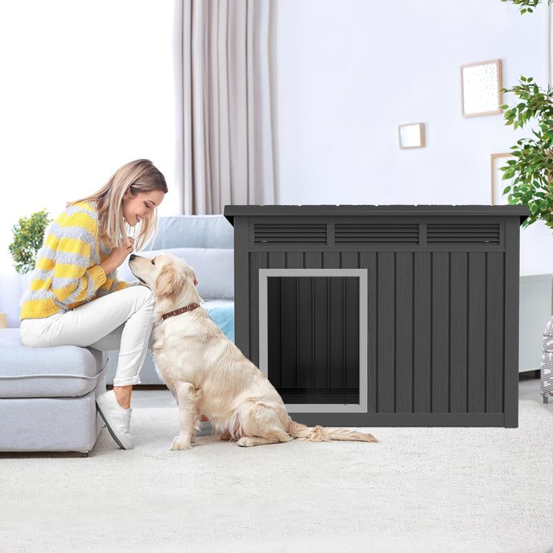 Dog House for Indoor & Outdoor - Weatherproof & Removable Roof, Fits Small to Large Dogs (43.7" L X 34.45"W×7.01"H)