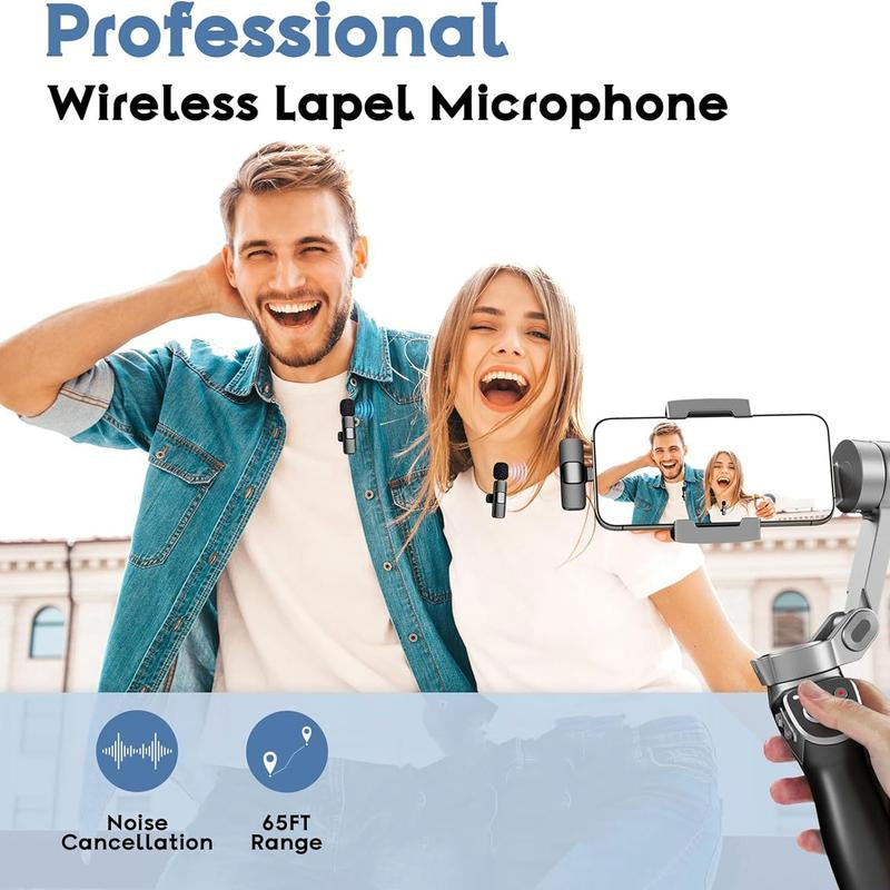 HITOZON Professional Wireless Lavalier Microphone for Iphone,Android Phone,Wireless Microphone Plug-Play,Lapel Mic for Video Recording,Teaching, Interviews,Podcast,Cordless Omnidirectional Condenser Recording Mic for Tiktok,Youtube,Vlog