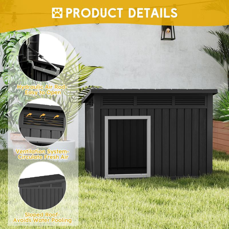 Dog House for Indoor & Outdoor - Weatherproof & Removable Roof, Fits Small to Large Dogs (43.7" L X 34.45"W×7.01"H)