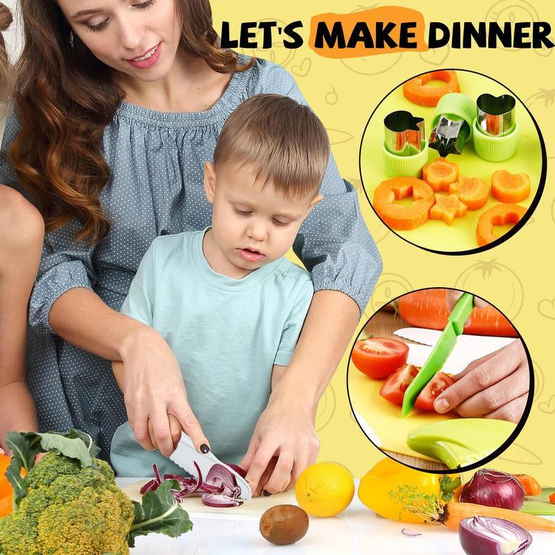 28PCS/13PCS Toddler Play Kitchen Toys for Kids -Safe Kids Kitchen Set for Real Cooking Cutting Board Crinkle Cutters #Fallfreshness