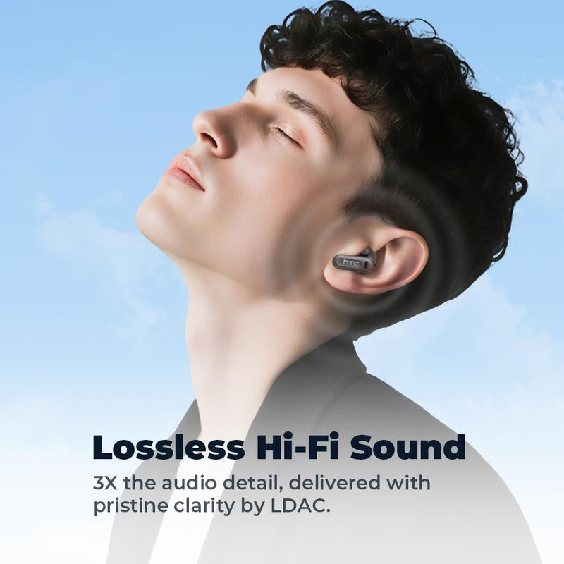 Htc NE20 Wireless Earbuds, TWS Bluetooth 6.0 Headphones, Touch Control LCD Full Color Display Screen Ear Buds, Wireless Earphones with Mic