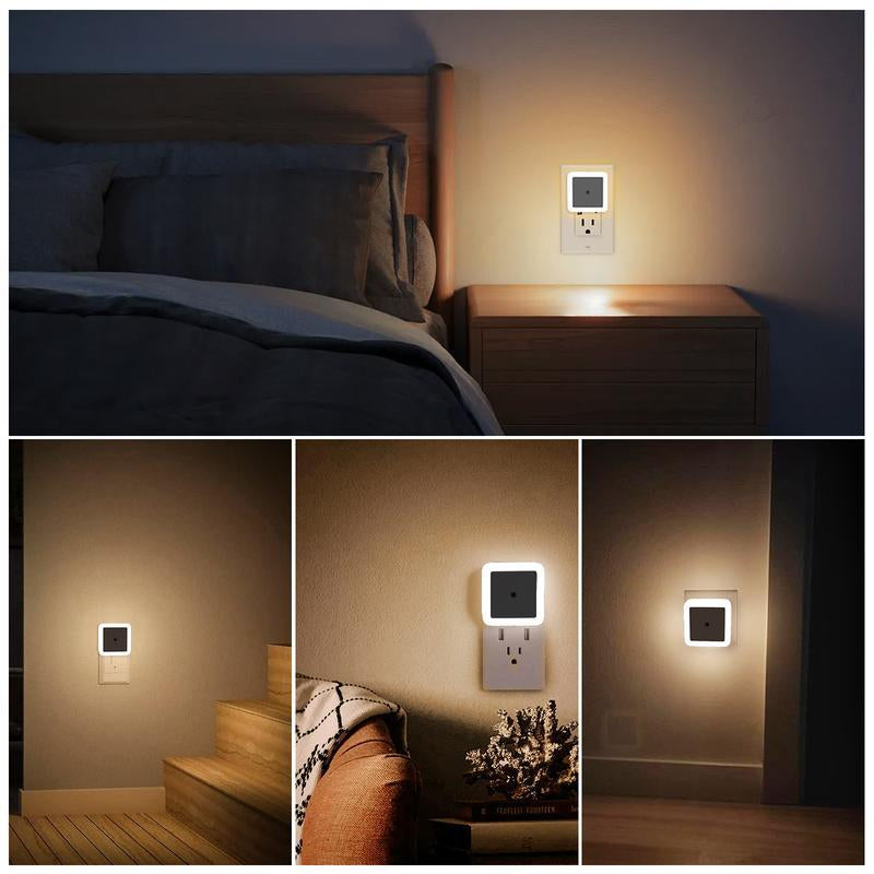 LED Night Light Set - 6 Counts, Energy Efficient 3000K Warm Glow, Smart Sensor, Plug-And-Play, Ideal for Room, Hallway, Lights Bedrooms, Bathroom, Kitchens Plug-In Night Light Ambient Light Indoor Lighting Lamps Lamp Cool Gadgets Wall Lights