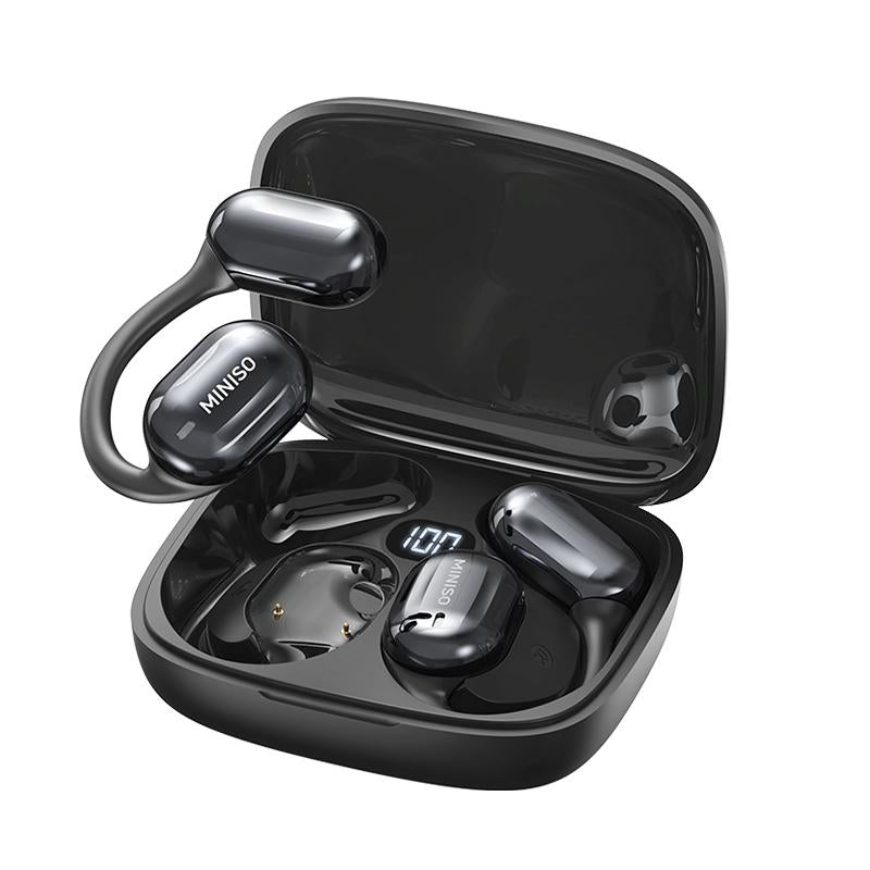 MINISO OWS Open Bluetooth Earphones HIFI Sound Quality Music Wireless Earphones Gaming Low Latency Wireless Earphones IPX5 Waterproof OWS Earphones Comfortable to Wear Earbuds Touch Control Compatible with All Mobile Phones