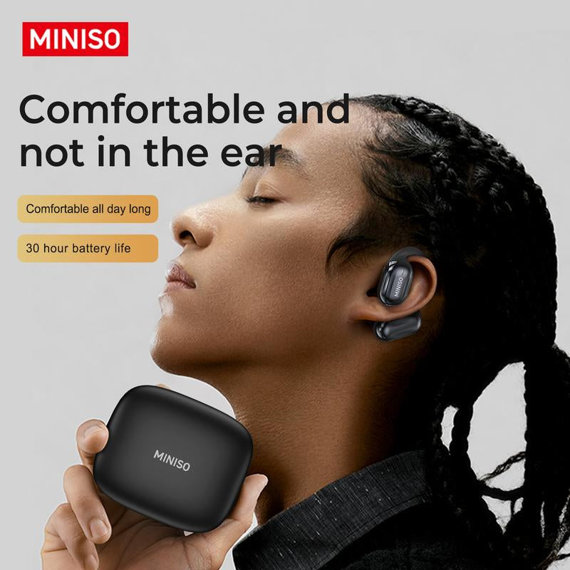 MINISO OWS Open Bluetooth Earphones HIFI Sound Quality Music Wireless Earphones Gaming Low Latency Wireless Earphones IPX5 Waterproof OWS Earphones Comfortable to Wear Earbuds Touch Control Compatible with All Mobile Phones