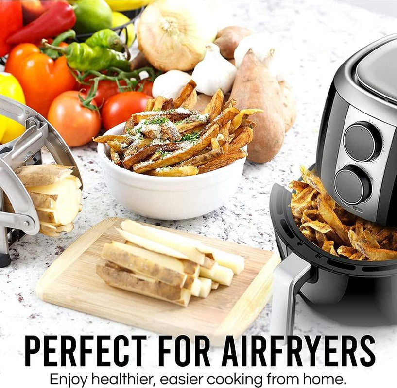 French Fry Cutter, Potato Slicer No-Slip Suction Base,Stainless Steel French Fry Cutter with 2-Blade, Perfect for Potatoes, French Fries, Cucumber,Vegetables Carrot Kitchen Utensils