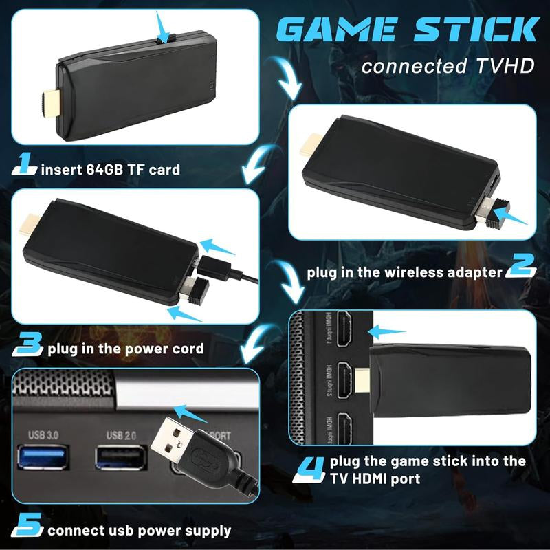 M8 Lite Wireless Game Console – Plug & Play Video Game Stick with 4K HDMI Output, 2.4Ghz Wireless Controllers, Retro Gaming Experience for TV