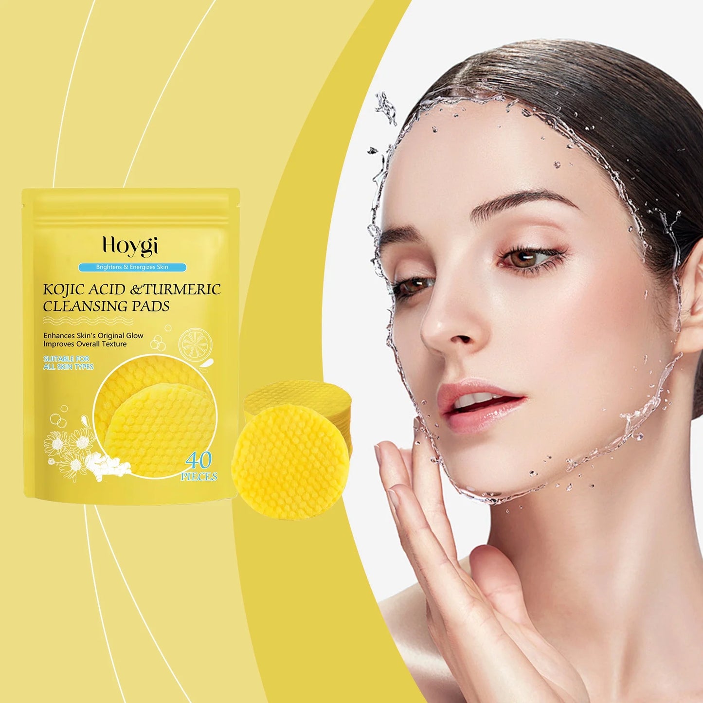 Turmeric Cleansing Pads,Kojic Acid and Turmeric Cleansing Pads for Face and Body Remove Excess Keratin