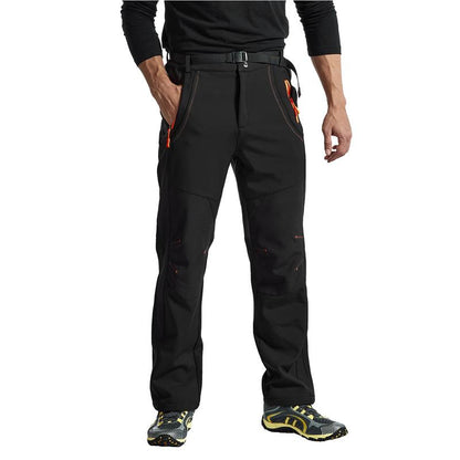 Men'S Winter Pants Snow Ski Pants Fleece Lined Waterproof Water Resistant Softshell Hiking Pants 4 Pockets Trousers with Belt