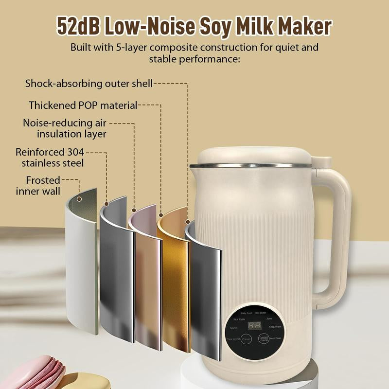 High-Speed Blender 1.5L, Quiet Multifunctional Smoothie Maker with 8 Stainless Steel Blades, Touch Screen, Auto Cleaning & 12H Timer