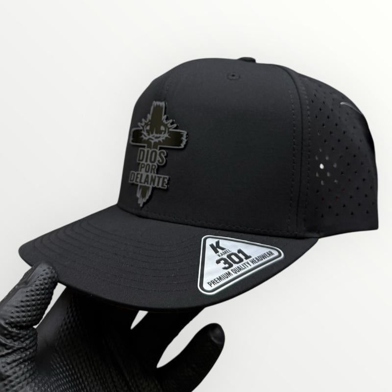 Dios Por Delante Black Snapback Hat with Red under Visor Unique Logo Design & Side Patch Polyester Material Comfortable for Any Occasion Style Casual Outing