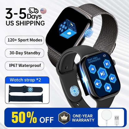 2025 New Multifunctional Men Women'S Smartwatch, 2.02-Inch Smart Watch with Answer/Make Calls/100+ Sports Modes/Message Reminder, IP67 Waterproof Smart Watch for Android Iphone Devices, Fitness 24/7 Heart Rate, Bluetooth