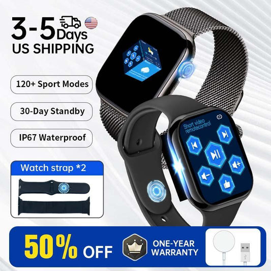 2025 New Multifunctional Men Women'S Smartwatch, 2.02-Inch Smart Watch with Answer/Make Calls/100+ Sports Modes/Message Reminder, IP67 Waterproof Smart Watch for Android Iphone Devices, Fitness 24/7 Heart Rate, Bluetooth