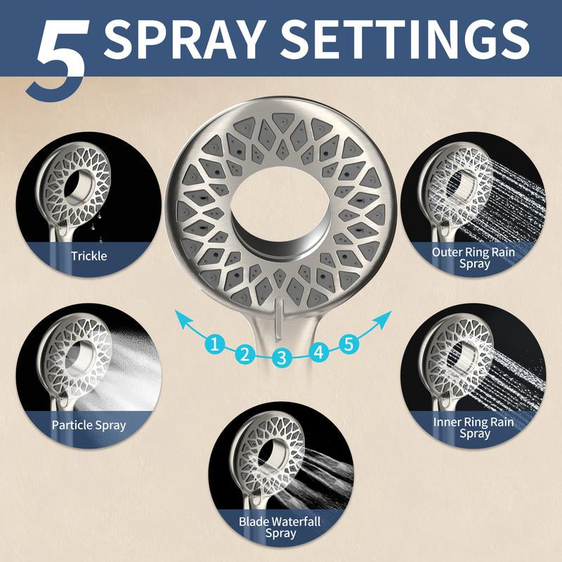 Magnetix Large Rain Shower Head with Handheld - 8 Spray Modes High Pressure Dual Shower Combo and 71'' Hose