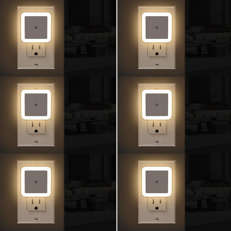 LED Night Light Set - 6 Counts, Energy Efficient 3000K Warm Glow, Smart Sensor, Plug-And-Play, Ideal for Room, Hallway, Lights Bedrooms, Bathroom, Kitchens Plug-In Night Light Ambient Light Indoor Lighting Lamps Lamp Cool Gadgets Wall Lights