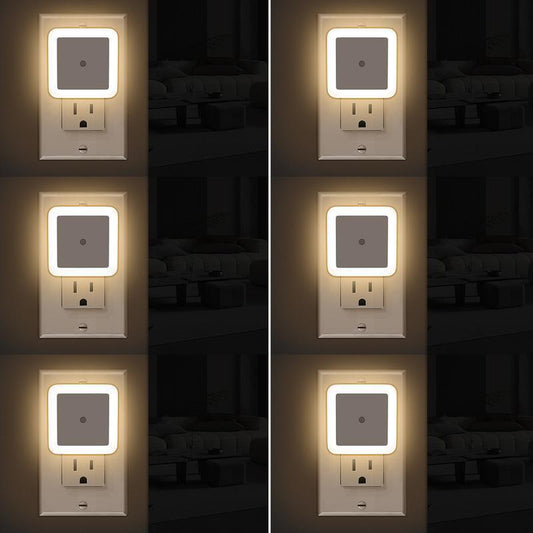 LED Night Light Set - 6 Counts, Energy Efficient 3000K Warm Glow, Smart Sensor, Plug-And-Play, Ideal for Room, Hallway, Lights Bedrooms, Bathroom, Kitchens Plug-In Night Light Ambient Light Indoor Lighting Lamps Lamp Cool Gadgets Wall Lights