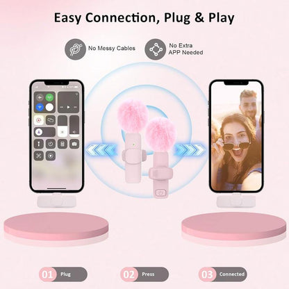 HITOZON Professional Wireless Lavalier Microphone for Iphone,Android Phone,Wireless Microphone Plug-Play,Lapel Mic for Video Recording,Teaching, Interviews,Podcast,Cordless Omnidirectional Condenser Recording Mic for Tiktok,Youtube,Vlog
