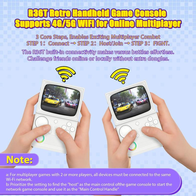 R36T Retro Gaming Console, 3.5'' IPS Screen Crt-Inspired, Handheld Game Console with 18000+ Classic Games Supports Wifi Networked Fighting and OTG, 3500Mah Battery, with Portable Case
