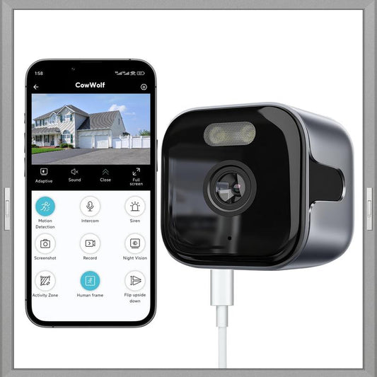 Cowwolf 5MP Window Camera,2K Ultra HD Quality with Starlight Night Vision,2.4Ghz Wi-Fi Camere for Home Security,Multisharing and Motion Detection,Cloud Storage and Motion Detection,Two-Way Audio,Easy & Quick Install