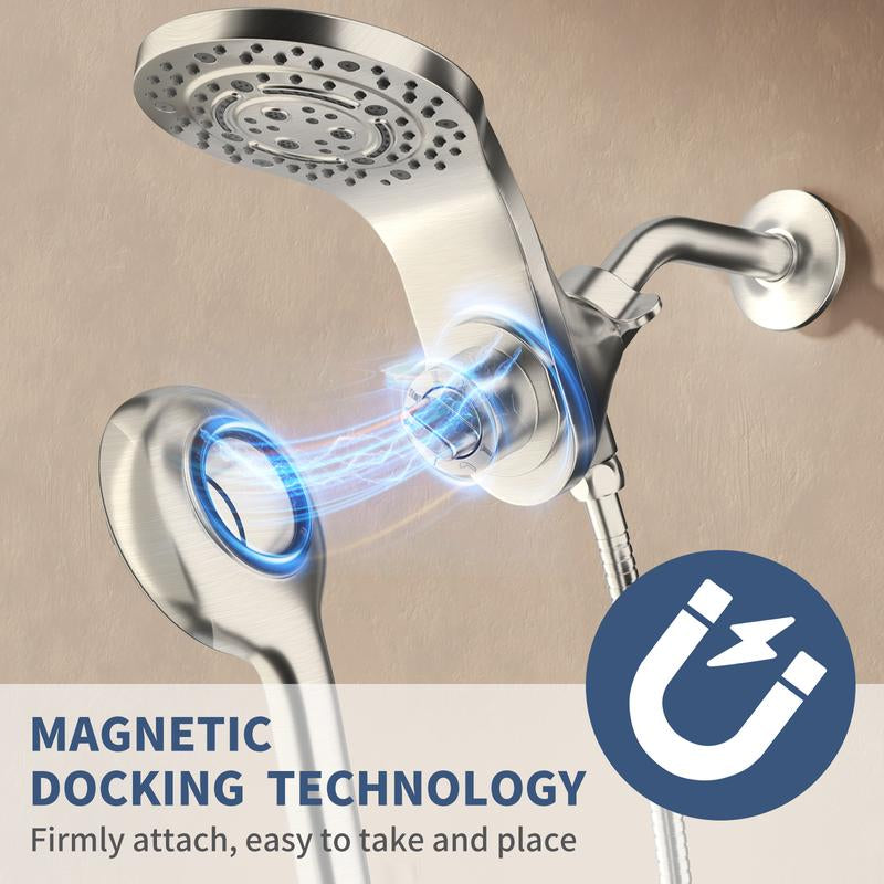 Magnetix Large Rain Shower Head with Handheld - 8 Spray Modes High Pressure Dual Shower Combo and 71'' Hose
