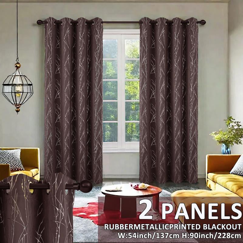 2 Panels Blackout Curtains (54X90) Rubber Foil Printed Blackout Window Treatments for Easy Installation & Versatility Blue Color