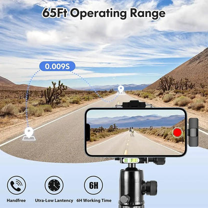 HITOZON Professional Wireless Lavalier Microphone for Iphone,Android Phone,Wireless Microphone Plug-Play,Lapel Mic for Video Recording,Teaching, Interviews,Podcast,Cordless Omnidirectional Condenser Recording Mic for Tiktok,Youtube,Vlog