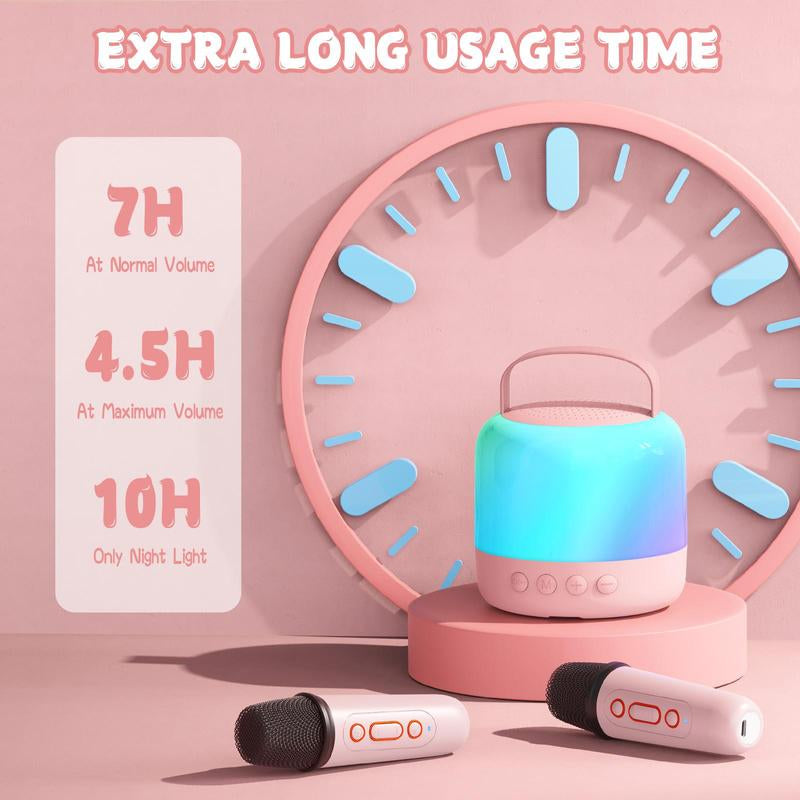 FOXVOX Mini Karaoke Machine Portable Bluetooth Speaker with Wireless Microphone 6 Sound Modes for Birthday Home Farmily Friends Party Gifts round Audio Vintage Device