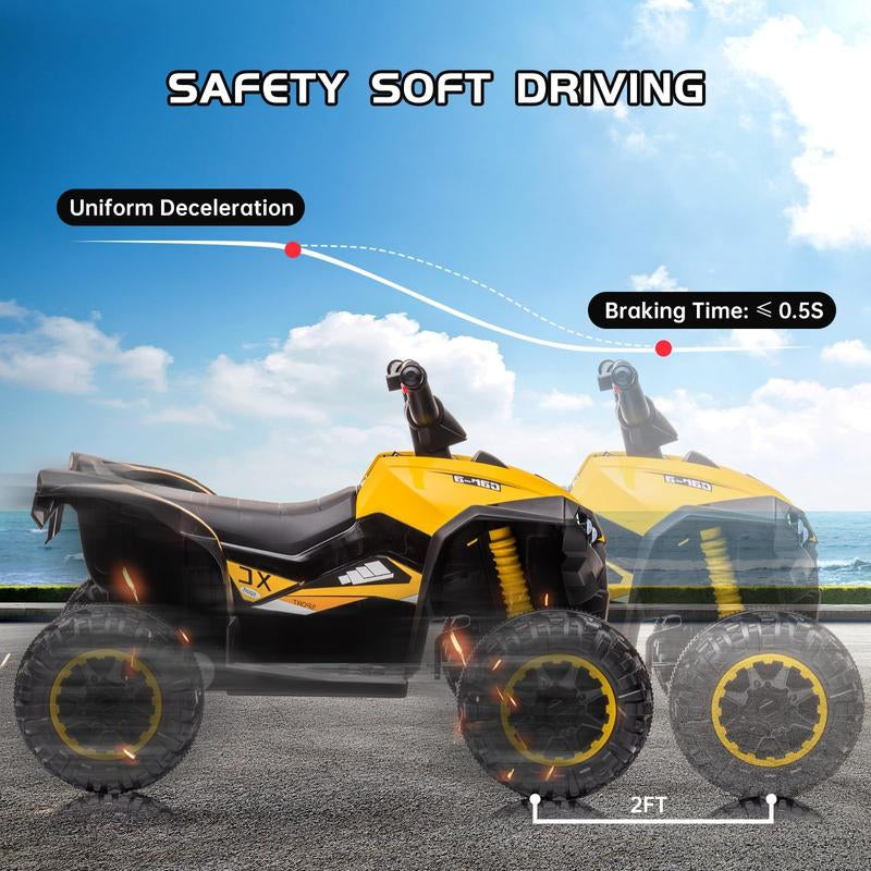 【GARVEE】12V Quad ATV 4 Wheeler with Music and LED Lights for Young Riders, Available in Multiple Colors Including Yellow, White, Red, Pink, Black, and Blue, Providing a Safe and Enjoyable Riding Experience